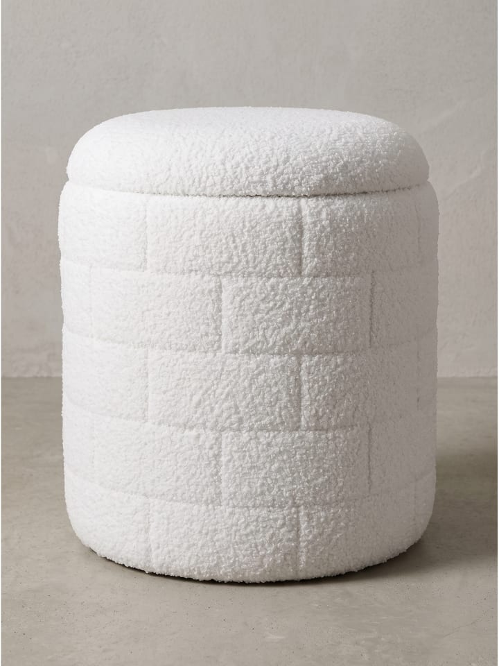 Sitzhocker mit Polyesterbezug, Stoff, handgefertigt, Modern