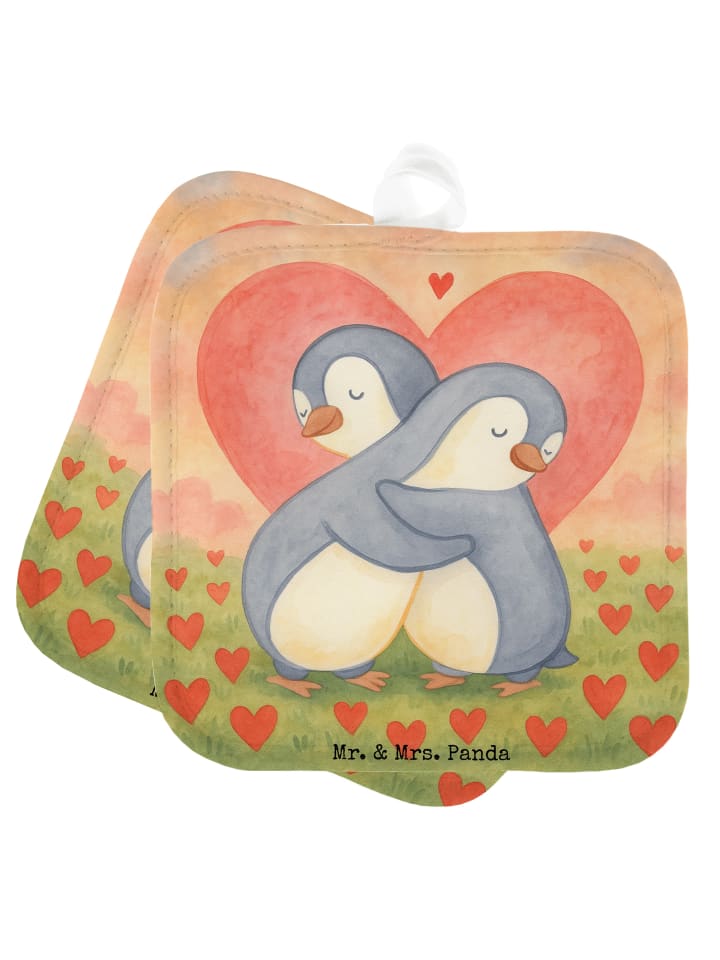 Topflappen Pinguine Kuscheln Design ohne Spruch in Weiß