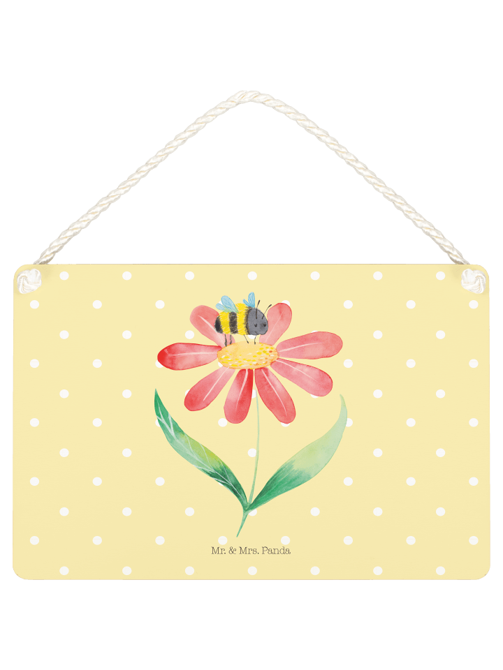 Holzbild Hummel Blume ohne Spruch in Gelb Pastell