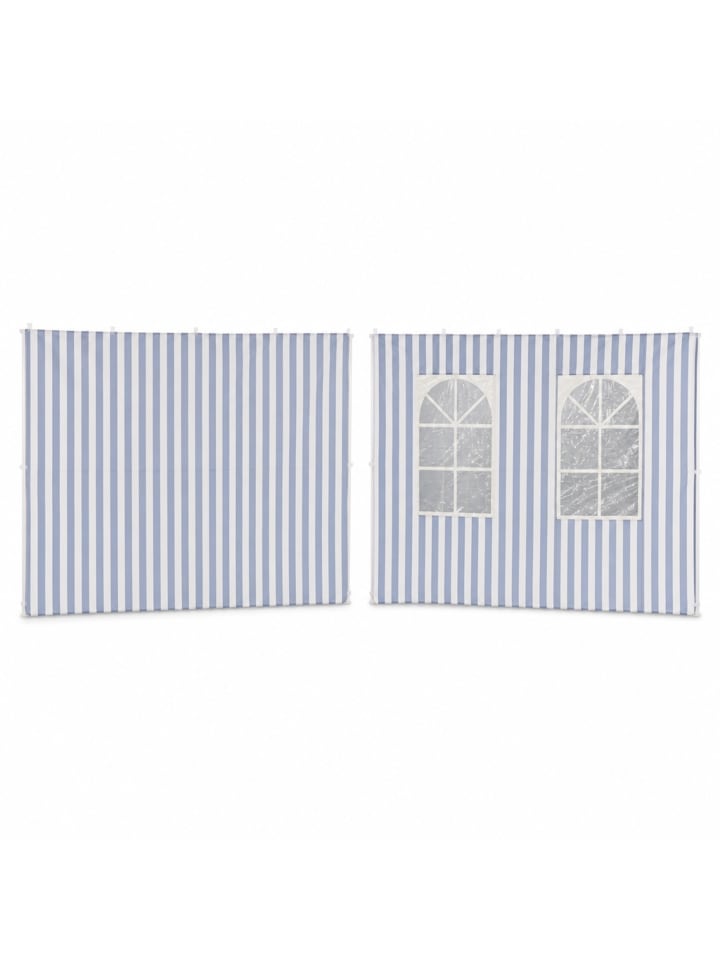 2 x Pavillon-Seitenteile in Blau/ Weiß