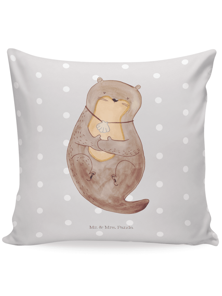 40x40 Kissen Otter Muschel ohne Spruch in Grau Pastell