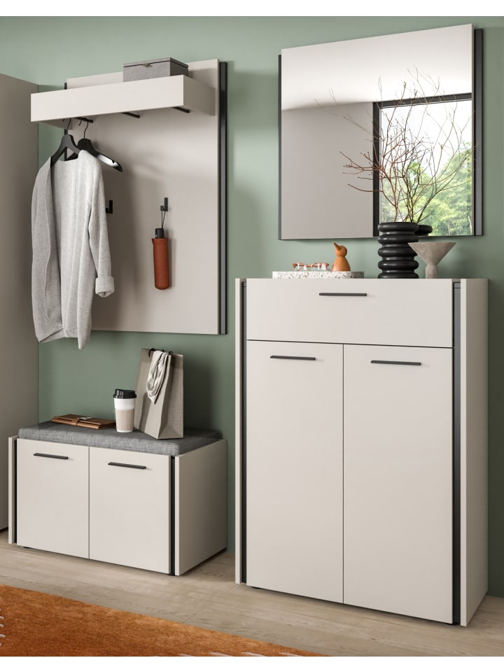 Garderobe Set 4-teilig in kaschmir 165 cm, Garderobenschränke mit Soft-Close