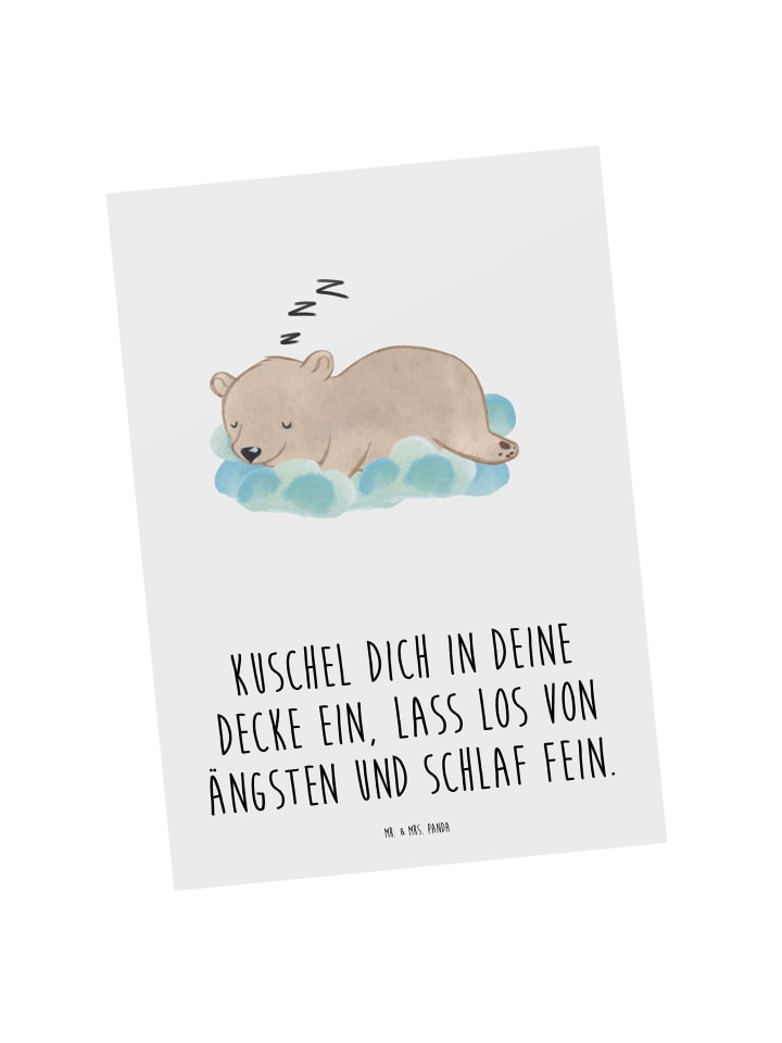 Postkarte Alleine schlafen lernen mit Spruch in Weiß