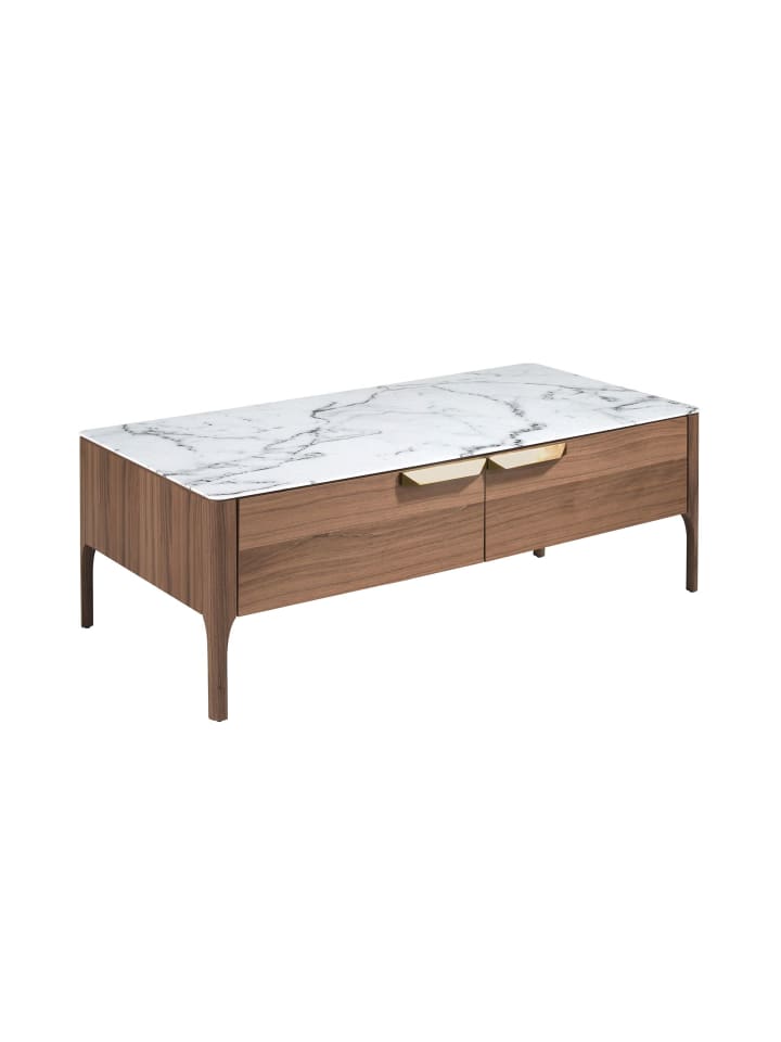 Couchtisch 2046 in Weiß / Walnuss – (B)120 x (H)40 x (T)60 cm