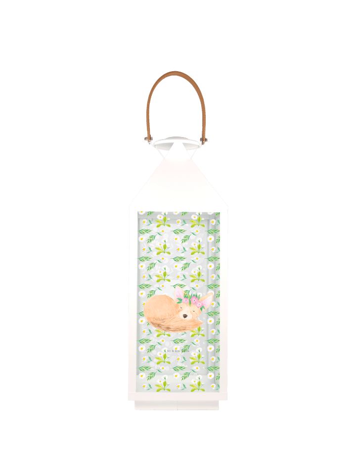 Outdoor Laterne Wüstenfuchs Blumen ohne Spruch in Transparent