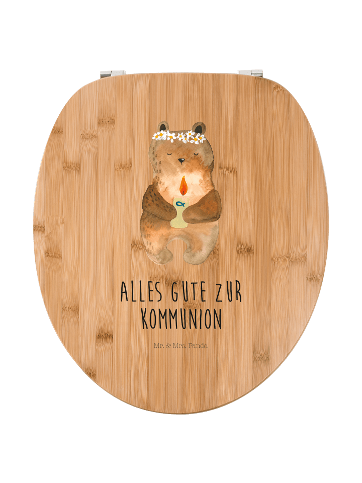 WC Deckel Bär Kommunion mit Spruch in Braun
