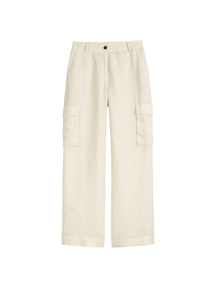 Leinen-Cargopants straight in Beige