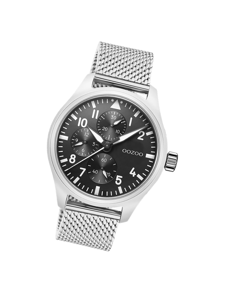 Analog-Armbanduhr Oozoo Timepieces silber groß (ca. 42mm)