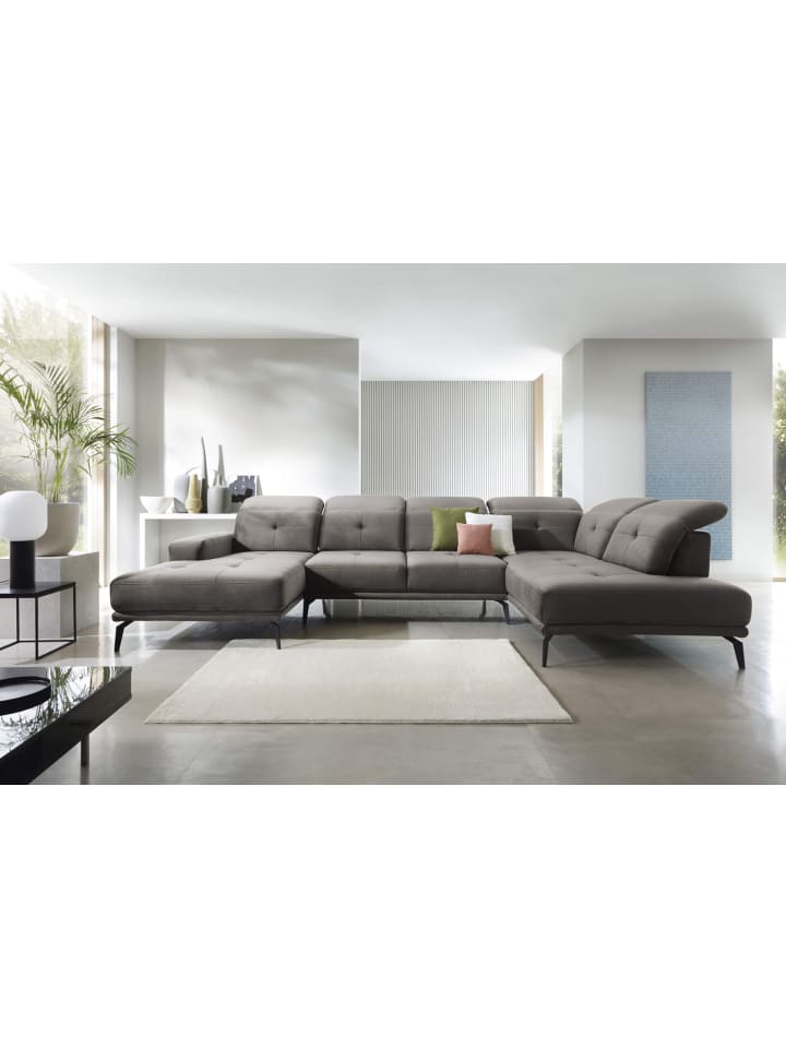 Brita Recamiere Rechts in Mausgrau - (L) 205 x (B) 350 x (H) 107 cm