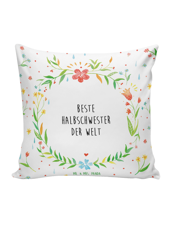 Kissen Halbschwester mit Spruch in Weiß