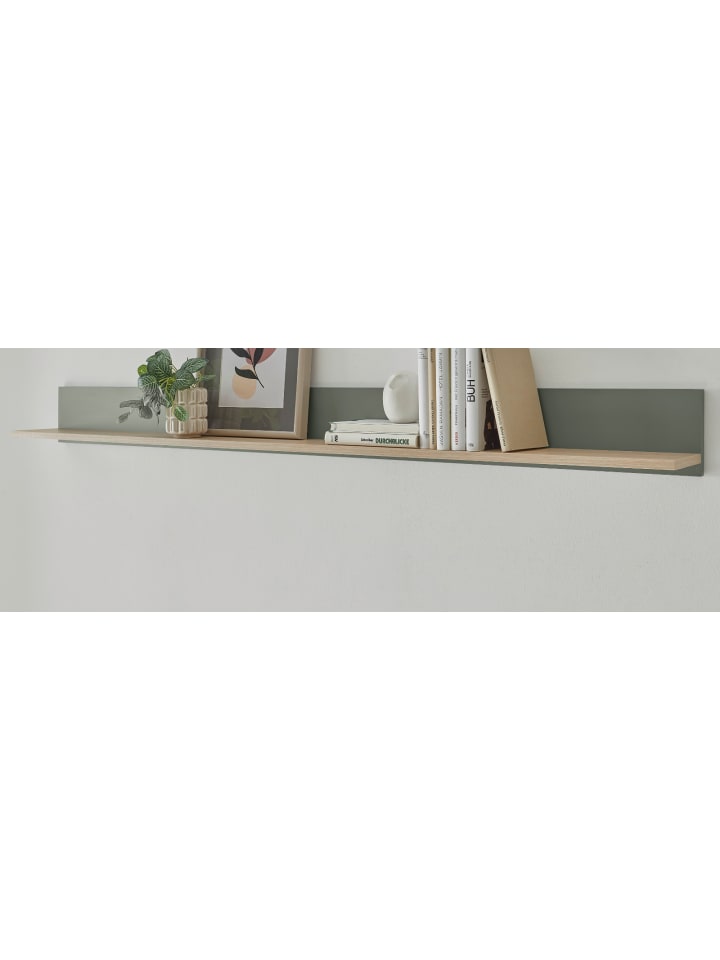 Wandboard in Salbei grün, Barista Eiche, Wandregal 170 x 15 cm