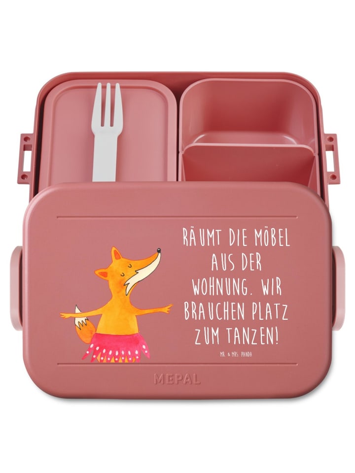 Lunch Box Fuchs Ballerina Motiv mit Spruch in Rot Pastell