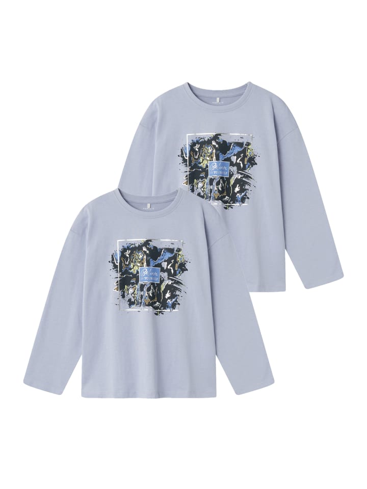 2er-SET Weicher Longsleeve Pullover Rundhals Langarmshirt in Violett
