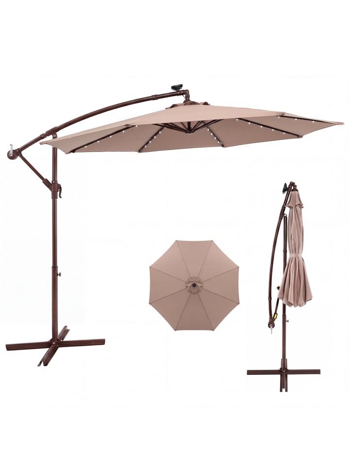 Sonnenschirm 300 cm mit LED in Braun