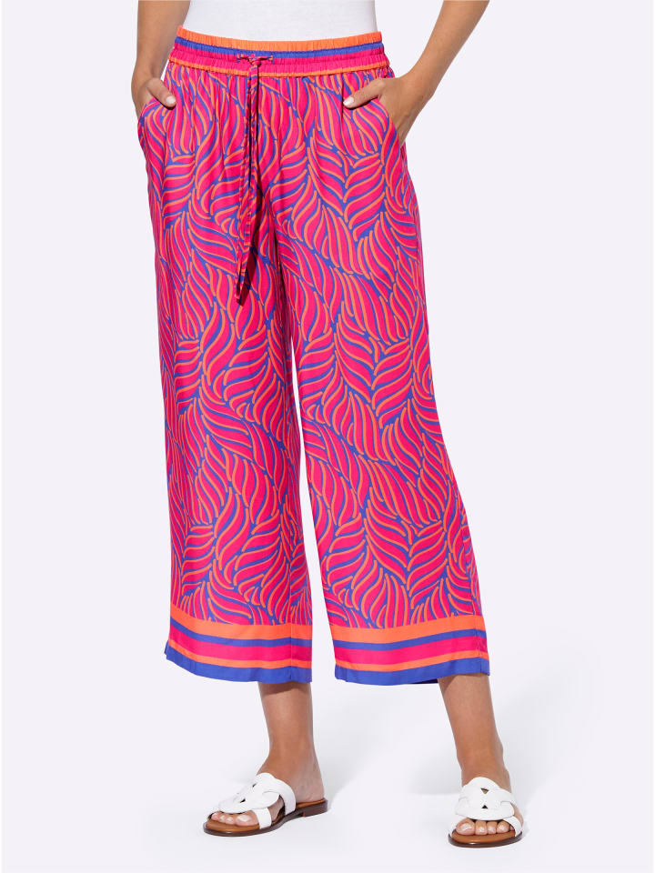Druck-Hose in royalblau-pink-bedruckt