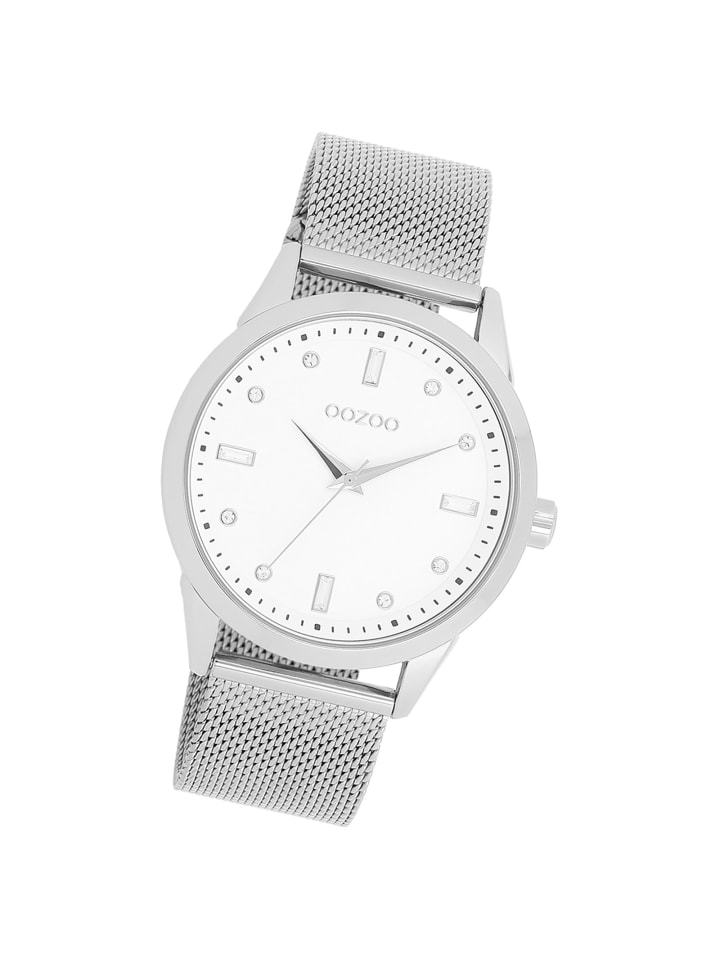 Analog-Armbanduhr Oozoo Timepieces silber groß (ca. 40mm)