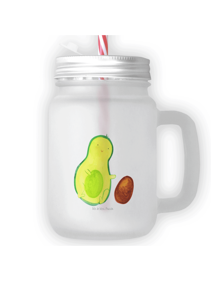 Blümchentailglas Avocado Kern rollt ohne Spruch in Transparent