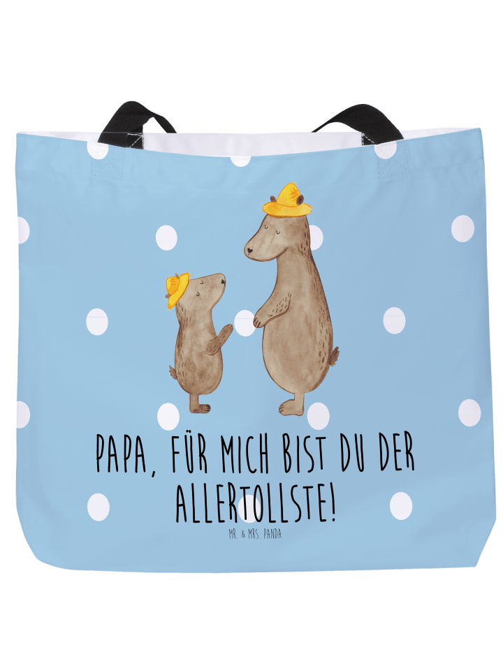 Schultertasche Bären mit Hut mit Spruch in Blau Pastell