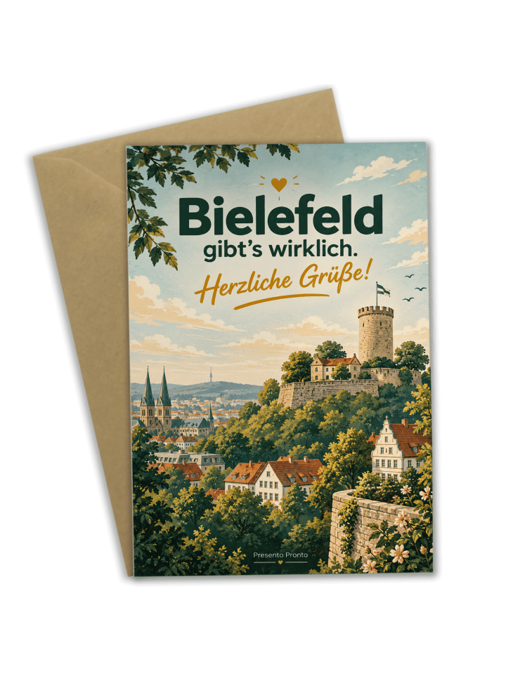 Grußkarte Burg regional Design mit Spruch in Weiß