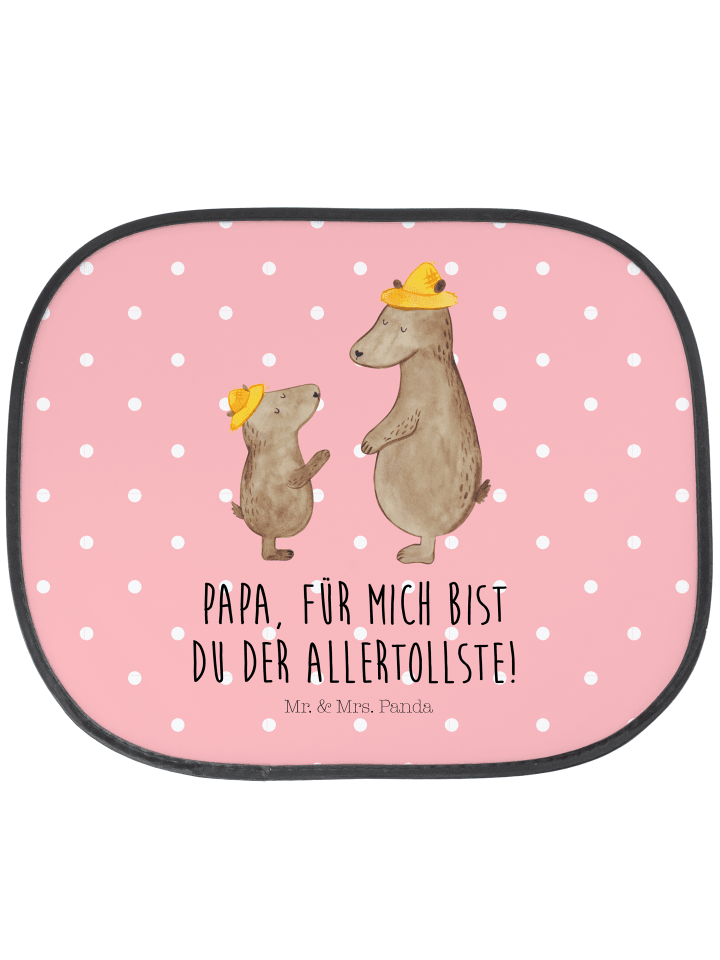 Auto Sonnenschutz Bären mit Hut mit Spruch in Rot Pastell