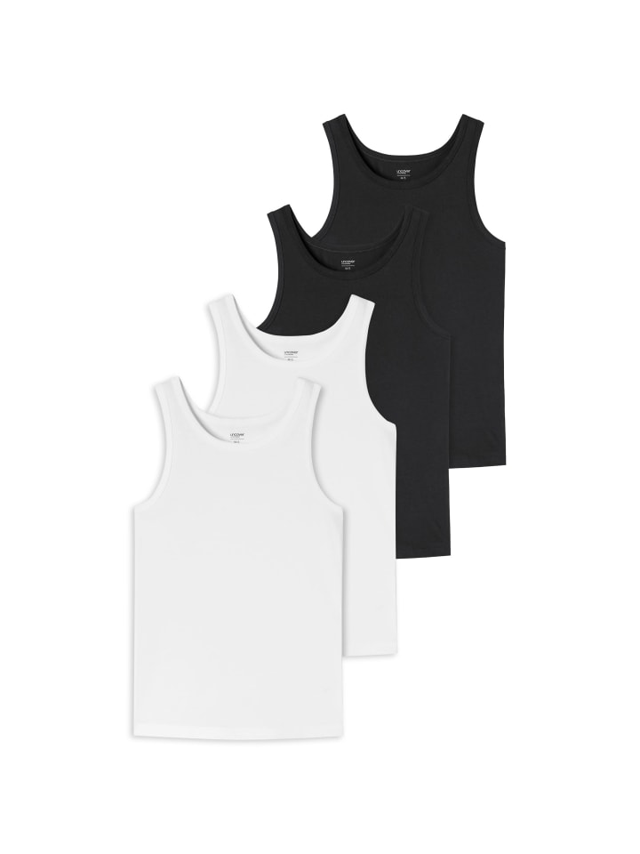 Unterhemd 4er Pack in Schwarz / Weiß