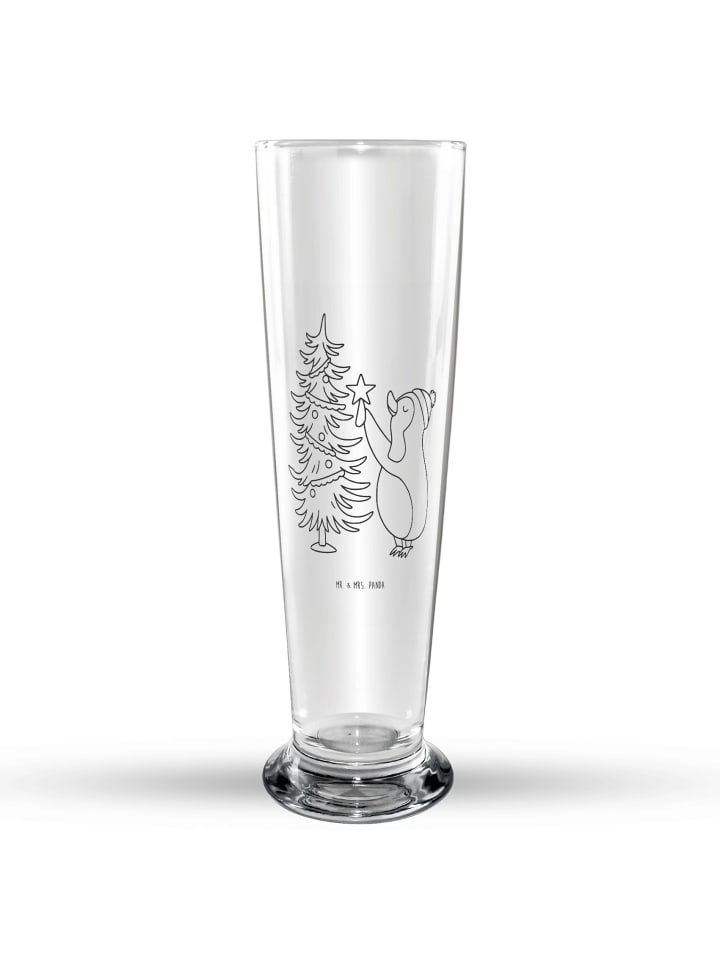 Bierglas Pinguin Weihnachtsbaum ohne Spruch in Transparent
