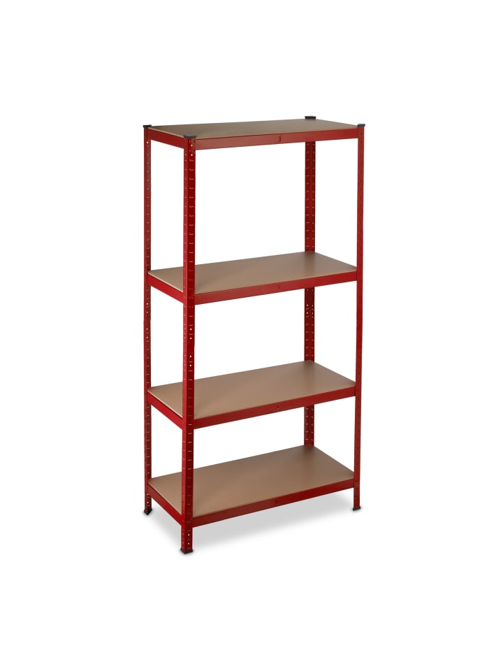 2 x Schwerlastregal in Rot - (B)70 x (H)150 x (T)30 cm
