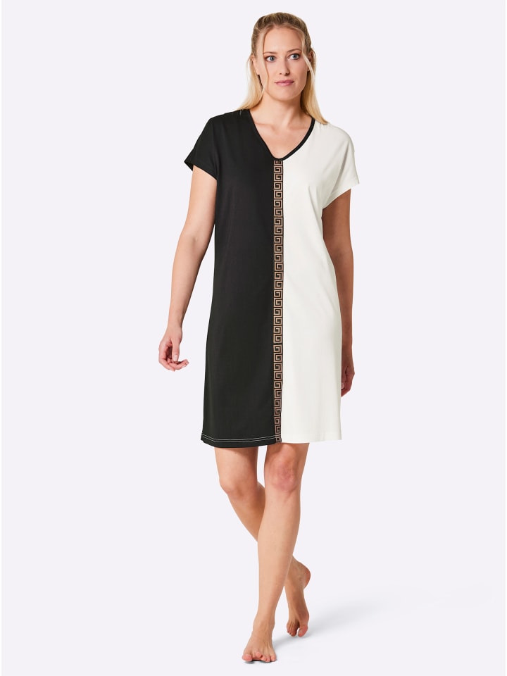 Sleepshirt in ecru-schwarz