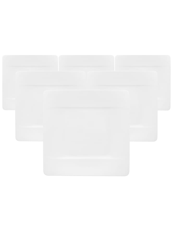 6er Set Frühstücksteller Modern Grace in Weiß 23 x 23 cm