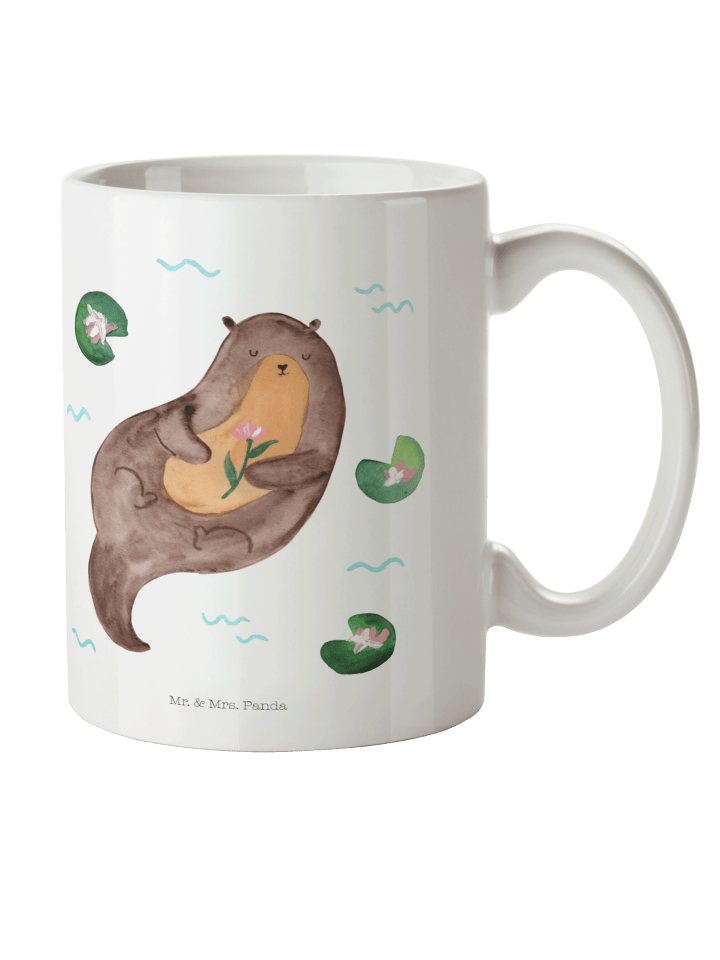 Kindertasse Otter Seerose ohne Spruch in Weiß