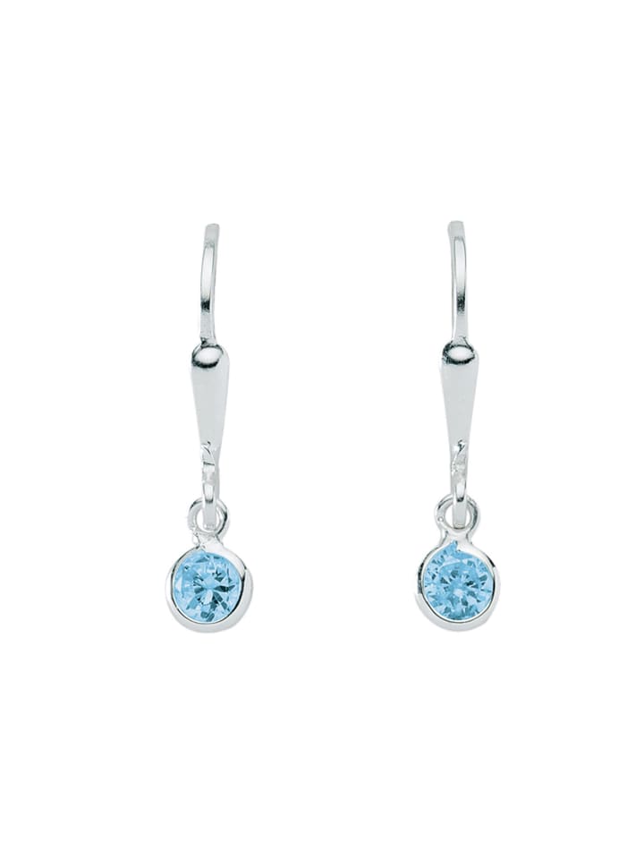 925 Silber Ohrringe / Ohrhänger mit Zirkonia Ø 4,6 mm in blau