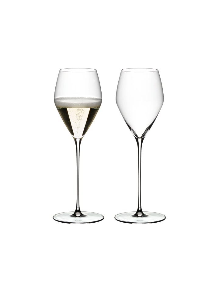 2er Set Champagner Glas Veloce in 327 ml in transparent