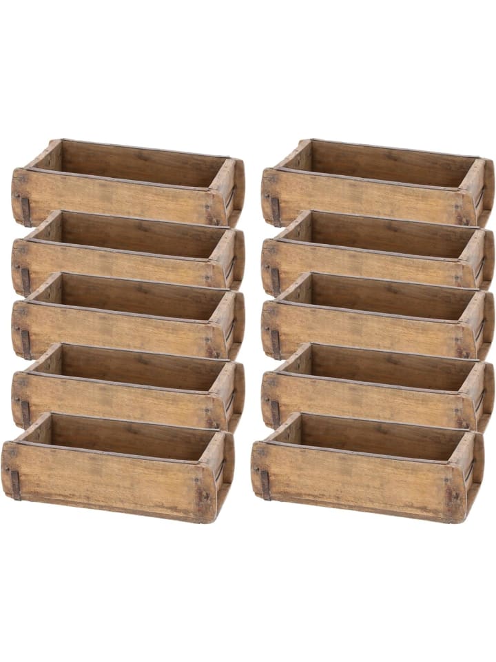 Novaliv 10x Holzkiste Vintage 30 x 15 x 10 cm Alte Ziegelform Holz EIN in Braun
