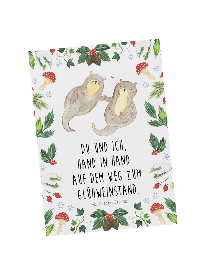 Postkarte Otter Glühweinstand mit Spruch in Weiß