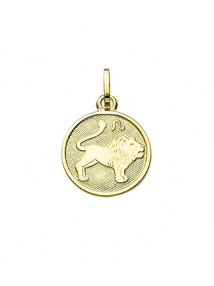 Damen & Herren 333 Gold Sternzeichen Anhänger Löwe Ø 11,8 mm in gold
