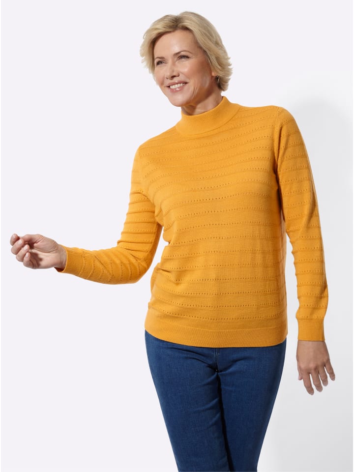 Stehkragen-Pullover in ocker