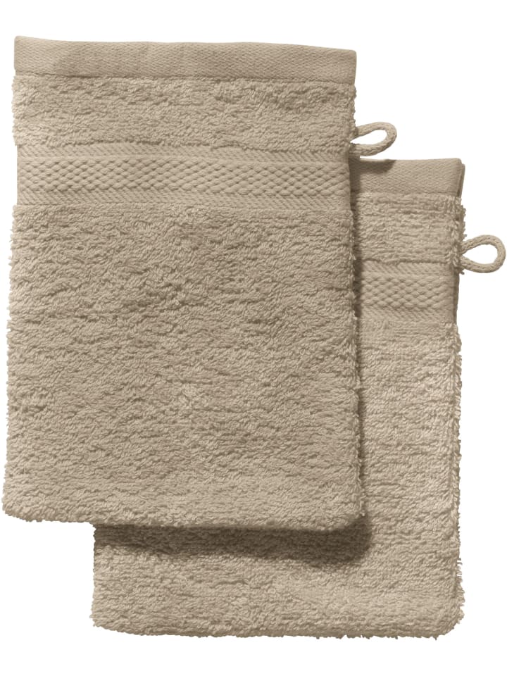 Frottier Waschhandschuh 2er-Pack Chicago in taupe