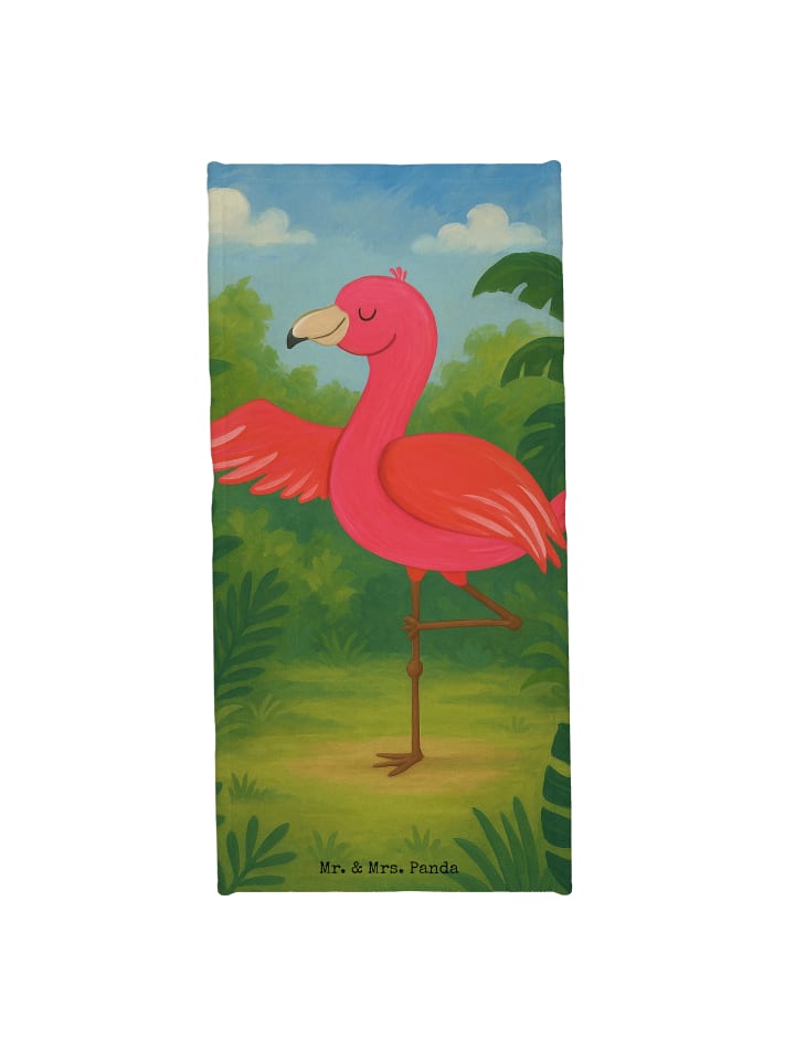 Strandtuch Flamingo Yoga Design ohne Spruch in Aquarell Pink