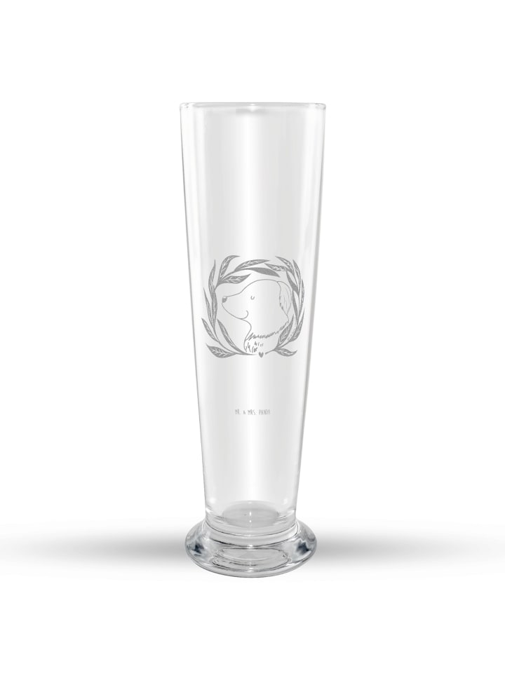 Weißbierglas Hund Blumen ohne Spruch in Transparent