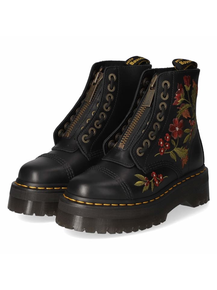 Schnürboots SINCL.FLORAL in schwarz