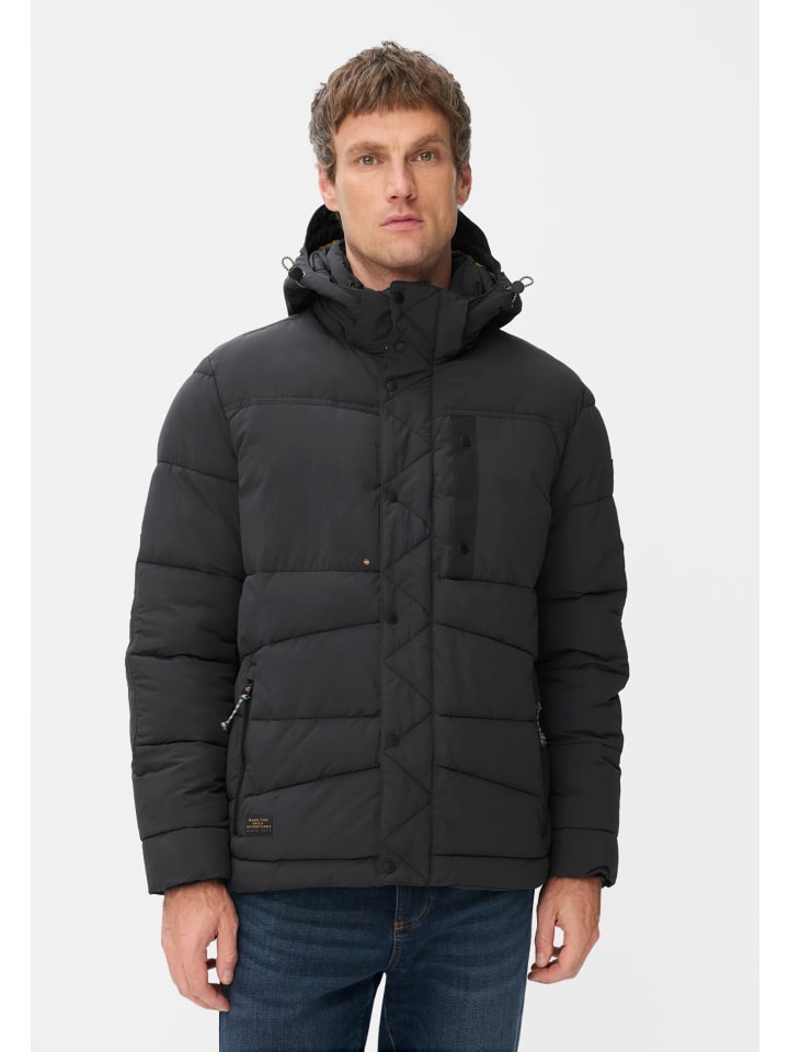 Gesteppte Daunenjacke mit abnehmbarer Kapuze in Asphalt