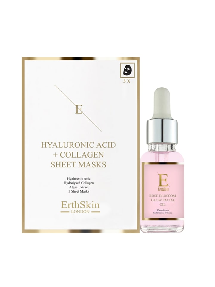 Rosenblüten-Gesichtsöl & Hyaluron-Kollagen-Masken Set