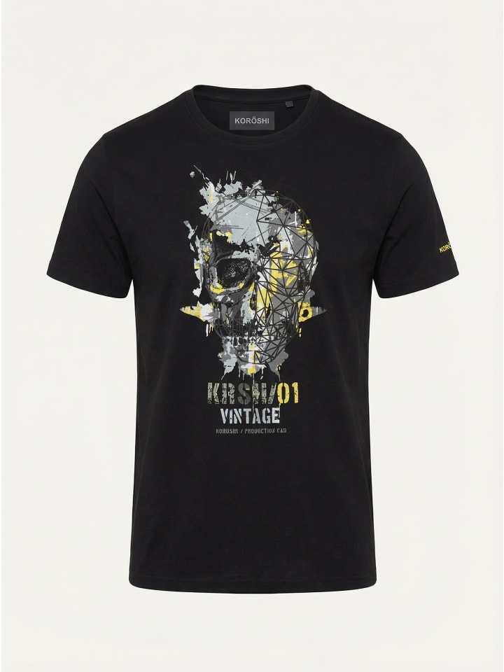 Crew t-shirt baumwolle druck-emb in anthrazit