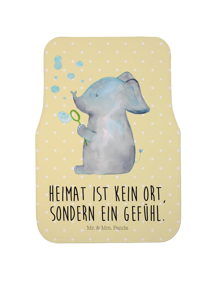 Auto-Fußmatte Elefant Seifenblasen mit Spruch in Gelb Pastell