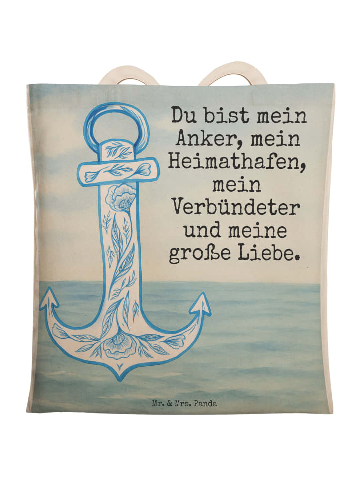 Tasche Anker Blau Design mit Spruch in Weiß