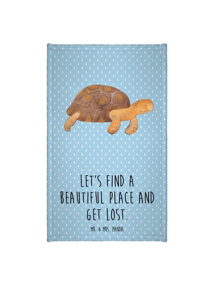 Handtuch Schildkröte MHerzieren mit Spruch in Blau Pastell