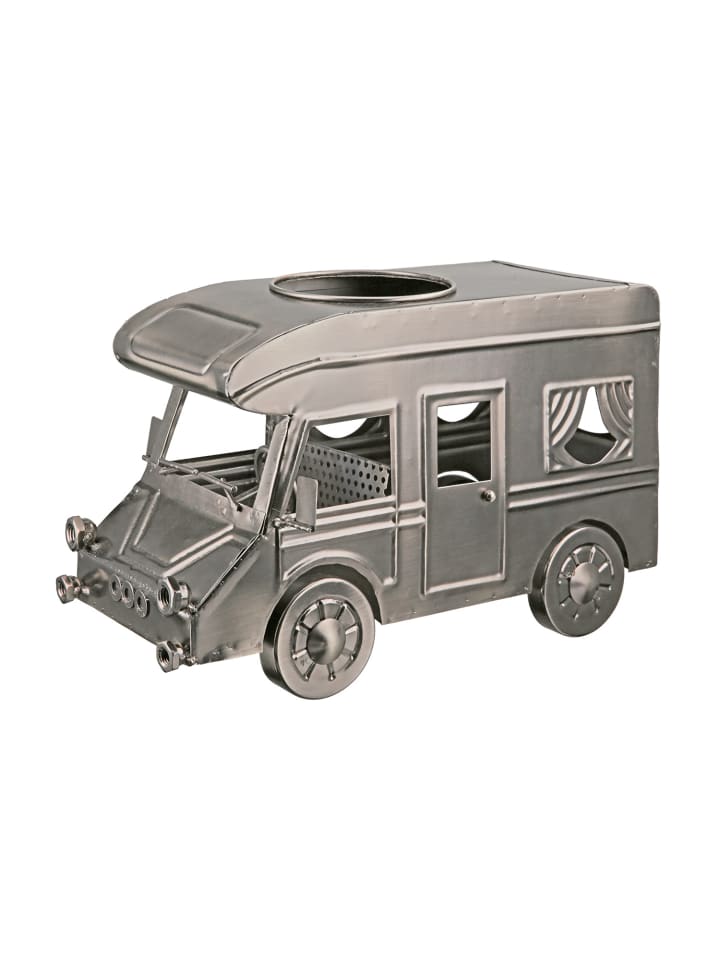 Flaschenhalter "Wohnmobil" in Silber - H. 18,5 cm - B. 30,5 cm
