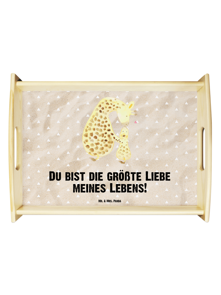 Tablett Giraffe Kind mit Spruch in Sandig