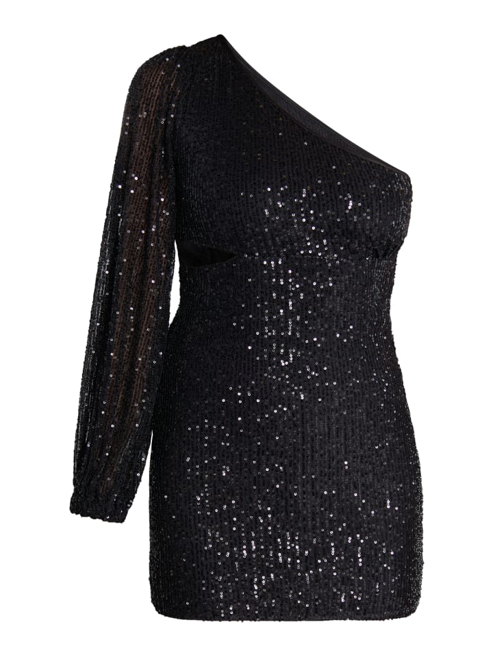 Damen One Shoulder-Minikleid in Schwarz