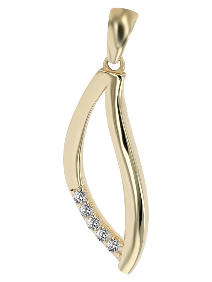 Damen Anhänger aus 925 Silber mit Zirkonia in gold